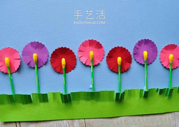 春天的記憶！用棉簽和卡紙做可愛(ài)花朵貼畫(huà) -  rpnrmr.com