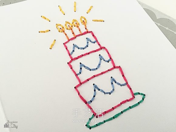 卡紙上刺繡！手工制作小清新生日卡片的教程 -  rpnrmr.com