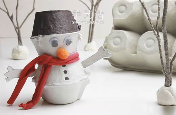 冬天手工小制作 用雞蛋托做可愛雪人的方法 -  rpnrmr.com