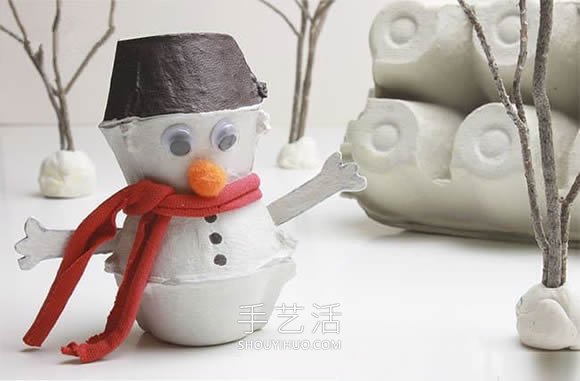 冬天手工小制作 用雞蛋托做可愛雪人的方法 -  rpnrmr.com