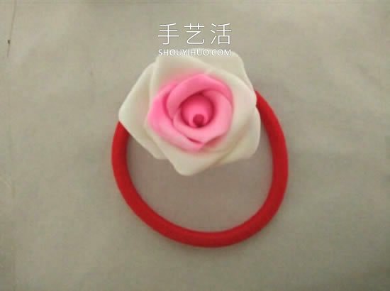 超輕粘土手工制作玫瑰花頭繩的做法圖解 -  rpnrmr.com