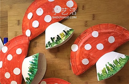 幼兒園簡(jiǎn)單手工制作紙盤(pán)蘑菇的做法教程 -  rpnrmr.com