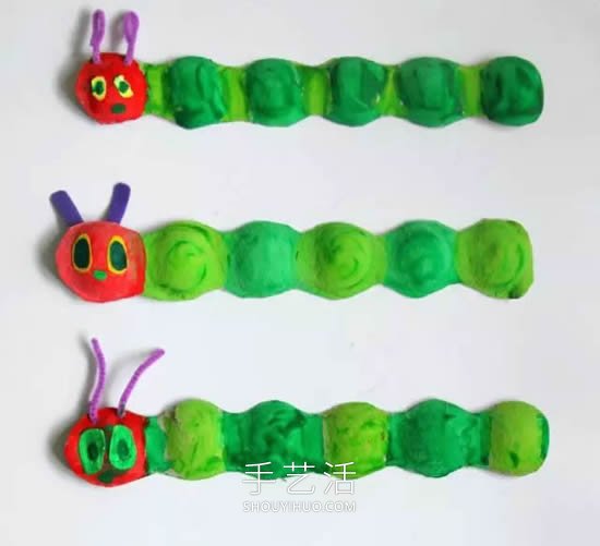 幼兒園雞蛋托手工制作毛毛蟲的做法教程 -  rpnrmr.com