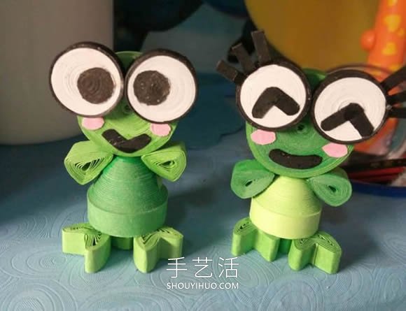 簡(jiǎn)單的衍紙綠色小青蛙手工制作教程 -  rpnrmr.com