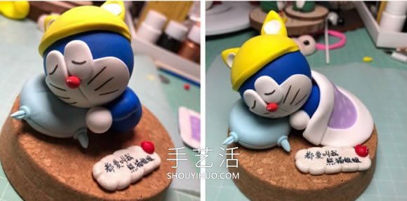 超輕粘土手工制作睡覺(jué)的哆啦A夢(mèng)的做法圖解 -  rpnrmr.com