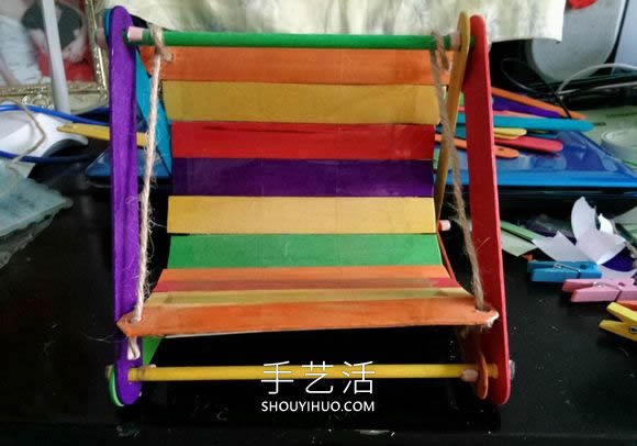 雪糕棍手工制作秋千吊椅的方法圖解教程 -  rpnrmr.com