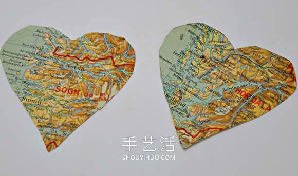 舊地圖手工制作情人節(jié)愛(ài)心禮品袋的做法教程 -  rpnrmr.com