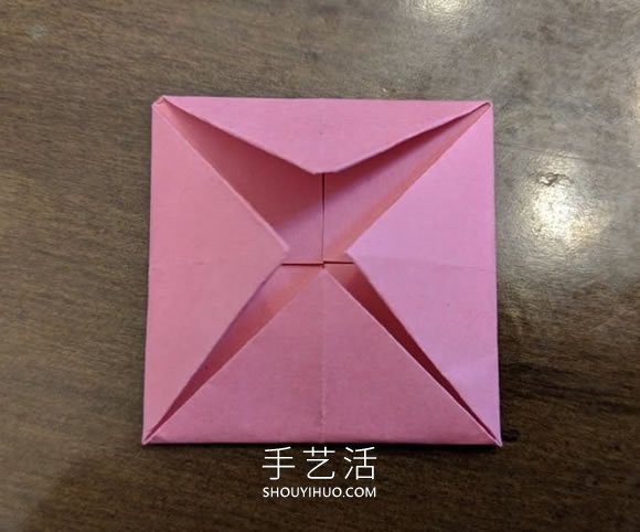 手工折紙扁平玫瑰花和葉子的折法圖解 -  rpnrmr.com