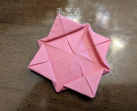 手工折紙扁平玫瑰花和葉子的折法圖解 -  rpnrmr.com