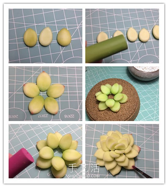 逼真的粘土多肉植物手工制作圖解教程 -  rpnrmr.com