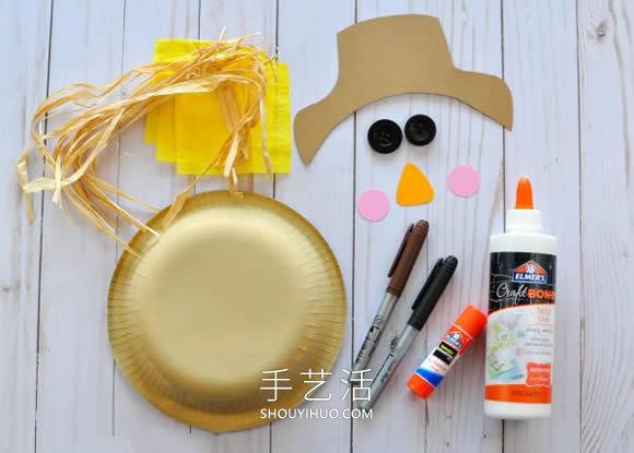 幼兒手工制作紙盤(pán)稻草人的做法教程 -  rpnrmr.com