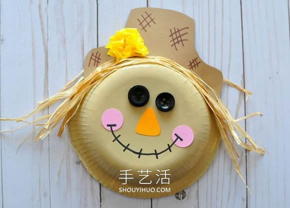 幼兒手工制作紙盤(pán)稻草人的做法教程 -  rpnrmr.com