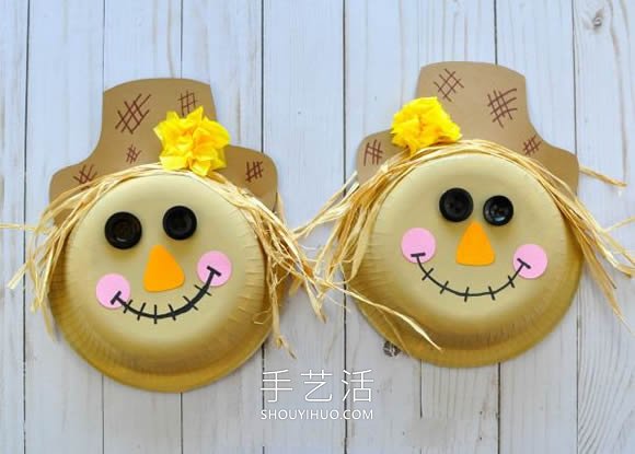 幼兒手工制作紙盤(pán)稻草人的做法教程 -  rpnrmr.com