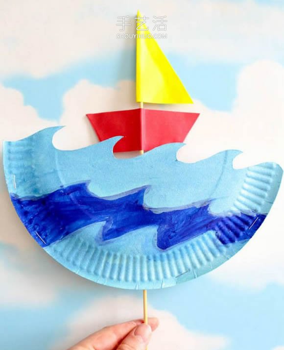 幼兒園手工制作紙盤(pán)帆船玩具的做法教程 -  rpnrmr.com