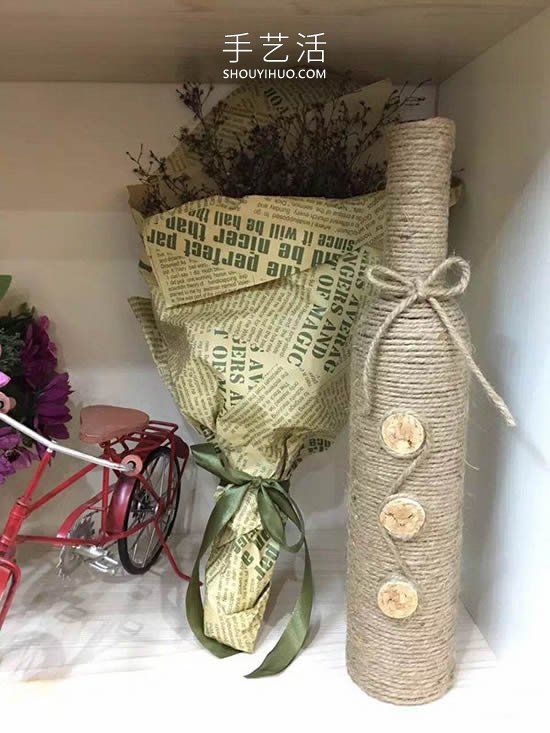 自制麻繩花瓶的方法 簡(jiǎn)單的紅酒瓶再利用！ -  rpnrmr.com