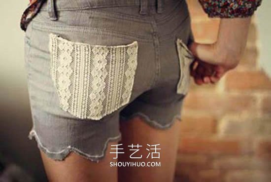 舊的牛仔褲改造荷葉邊淑女短褲的方法圖解 -  rpnrmr.com