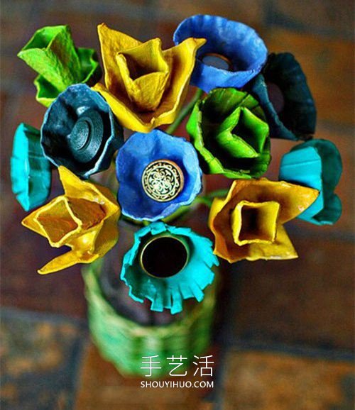 自制雞蛋托插花裝飾品的方法圖解教程 -  rpnrmr.com
