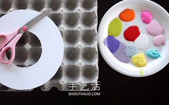 幼兒園手工制作雞蛋托彩色花環(huán)的做法教程 -  rpnrmr.com