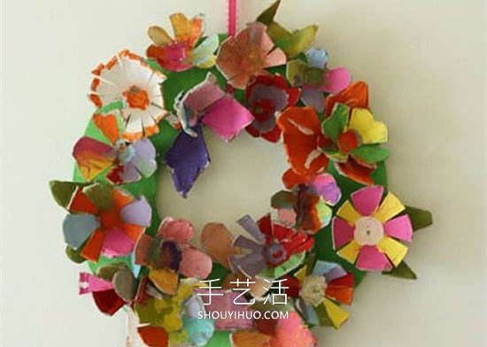 幼兒園手工制作雞蛋托彩色花環(huán)的做法教程 -  rpnrmr.com