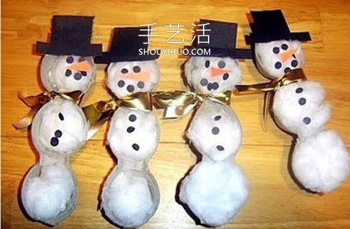 幼兒園手工制作雞蛋托雪人的做法教程 -  rpnrmr.com