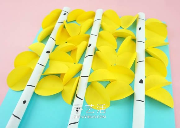 幼兒園手工制作秋天紙白楊樹貼畫的做法教程 -  rpnrmr.com