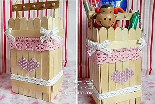 自制好看的雪糕棍筆筒的方法圖解教程 -  rpnrmr.com