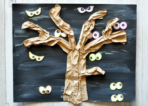 幼兒手工制作萬圣節(jié)幽靈樹的做法教程 -  rpnrmr.com