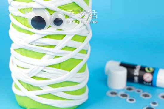 兒童手工制作萬圣節(jié)玻璃瓶木乃伊的做法教程 -  rpnrmr.com