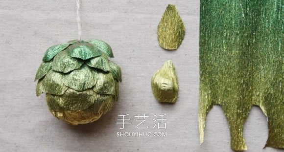 自制皺紋紙橡子和松果掛飾的方法圖解教程 -  rpnrmr.com