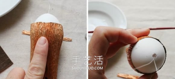 自制皺紋紙橡子和松果掛飾的方法圖解教程 -  rpnrmr.com