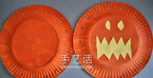 幼兒手工制作萬圣節(jié)紙盤南瓜燈籠的做法教程 -  rpnrmr.com