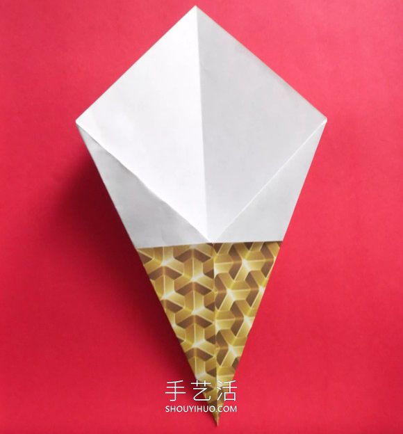簡(jiǎn)單折紙冰淇淋蛋筒的做法圖解教程 -  rpnrmr.com