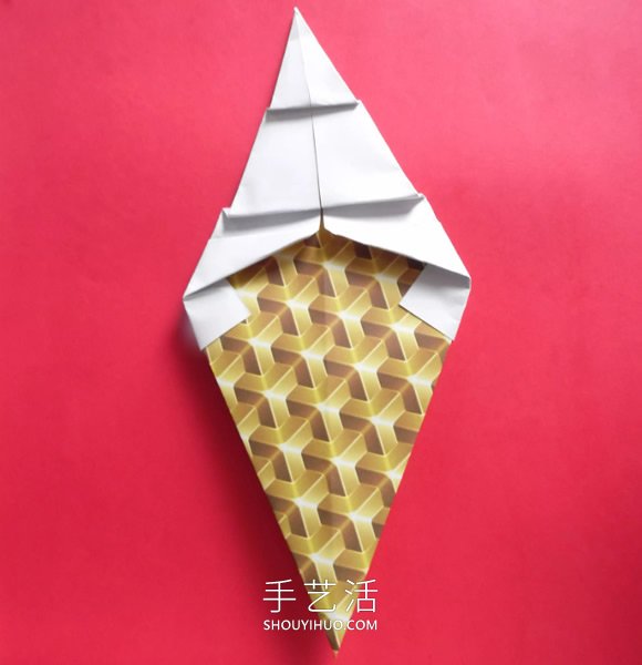 簡(jiǎn)單折紙冰淇淋蛋筒的做法圖解教程 -  rpnrmr.com