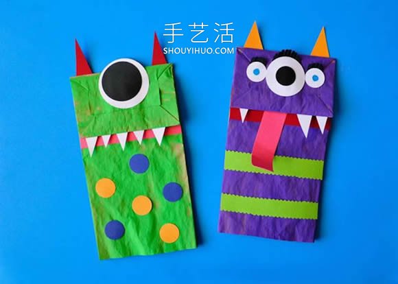 紙袋手工制作萬圣節(jié)怪物木偶的做法教程 -  rpnrmr.com