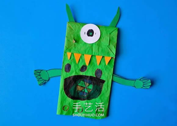 紙袋手工制作萬圣節(jié)怪物木偶的做法教程 -  rpnrmr.com