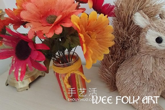 玻璃瓶粘貼彩色薄紙 制作秋季風(fēng)花瓶的做法 -  rpnrmr.com