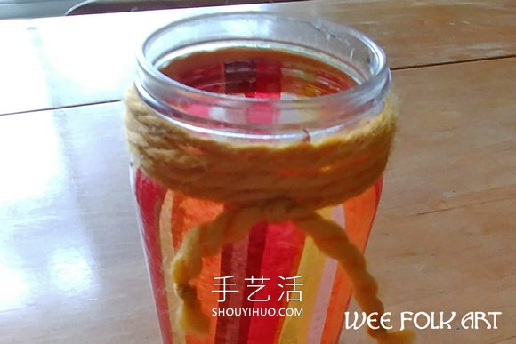 玻璃瓶粘貼彩色薄紙 制作秋季風(fēng)花瓶的做法 -  rpnrmr.com