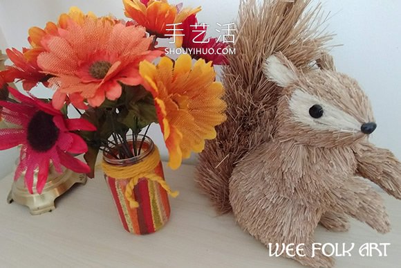玻璃瓶粘貼彩色薄紙 制作秋季風(fēng)花瓶的做法 -  rpnrmr.com
