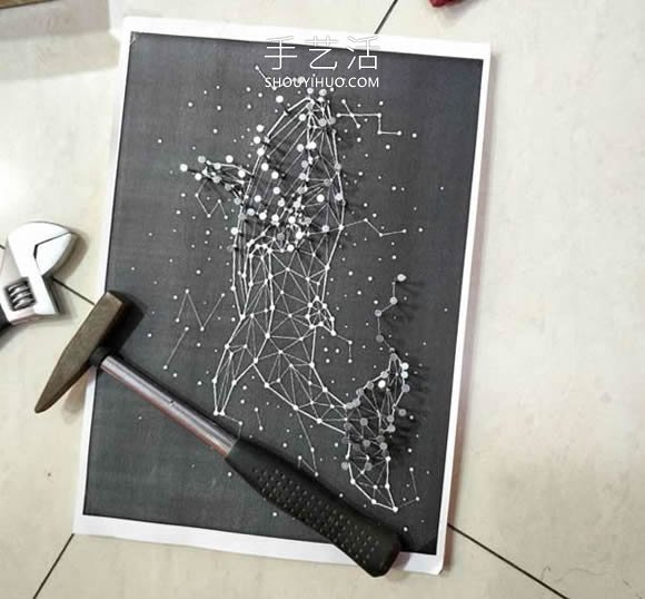 釘子繞線畫制作星空鯨魚座的做法教程 -  rpnrmr.com