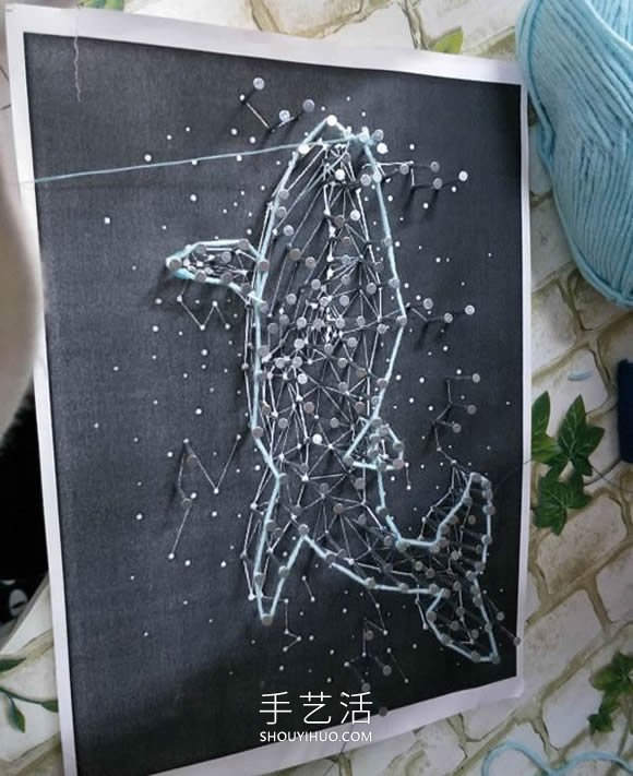 釘子繞線畫制作星空鯨魚座的做法教程 -  rpnrmr.com