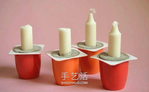 酸奶盒當(dāng)模具 手工制作水泥燭臺的做法教程 -  rpnrmr.com