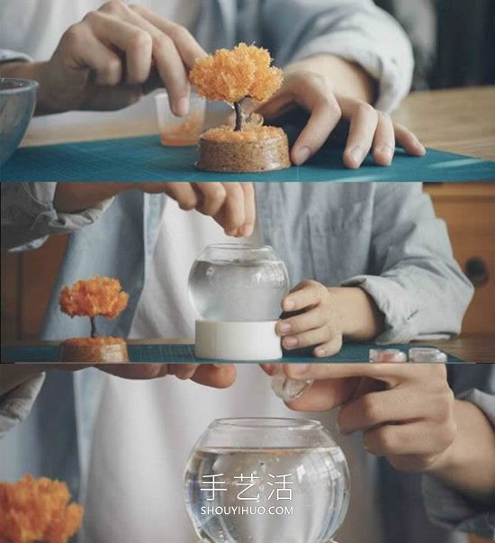 自制秋天落葉水晶球擺件的方法圖解教程 -  rpnrmr.com