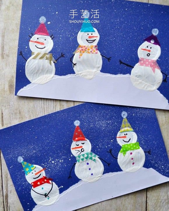 幼兒園用瓶蓋簡(jiǎn)單畫(huà)冬天雪人的做法教程 -  rpnrmr.com