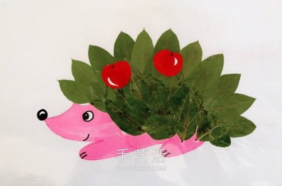 簡(jiǎn)單樹葉貼畫秋天的刺猬的做法教程 -  rpnrmr.com