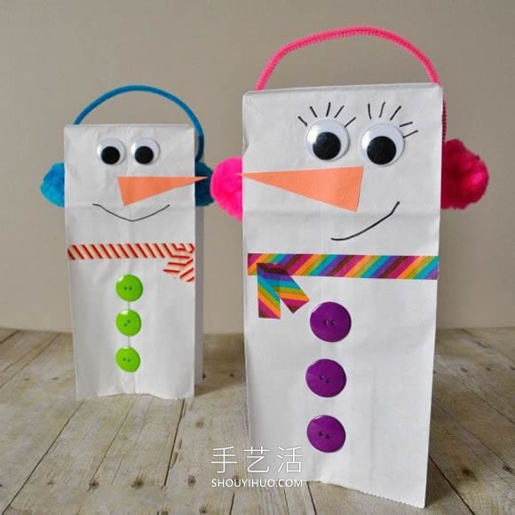 幼兒園手工制作紙袋雪人木偶的做法教程 -  rpnrmr.com