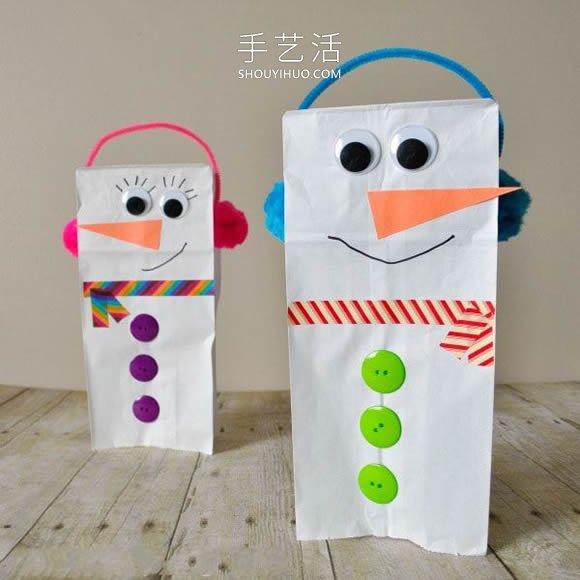 幼兒園手工制作紙袋雪人木偶的做法教程 -  rpnrmr.com
