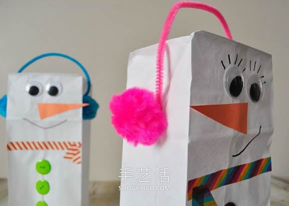 幼兒園手工制作紙袋雪人木偶的做法教程 -  rpnrmr.com