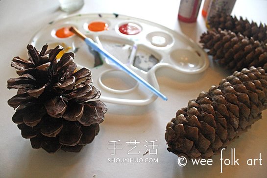 秋天彩繪松果裝飾的制作方法圖解教程 -  rpnrmr.com