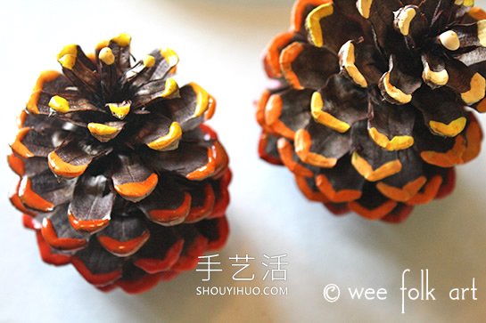 秋天彩繪松果裝飾的制作方法圖解教程 -  rpnrmr.com
