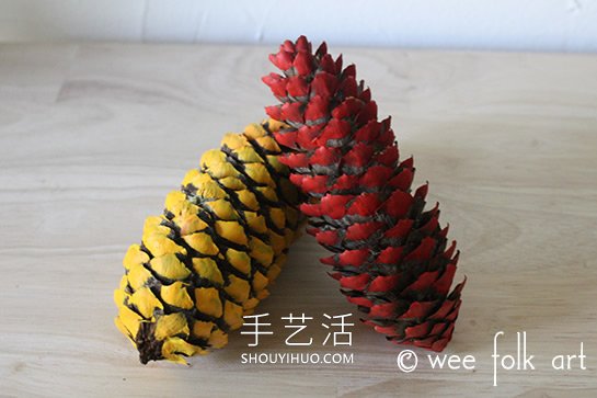 秋天彩繪松果裝飾的制作方法圖解教程 -  rpnrmr.com